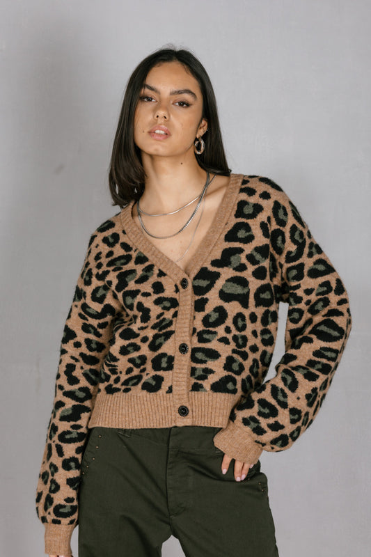 Cardigan leopardo
